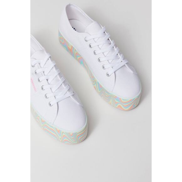 Superga 2790 Rainbow Stripe Platform Sneaker US 10.5 - Picture 5 of 13